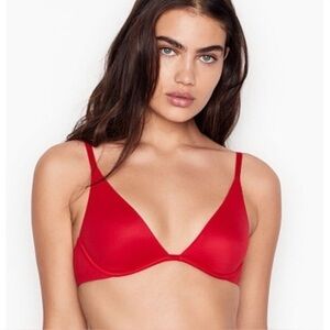 Set of 2- Victoria Secret Incredible Unlined Plunge Bra - Nude and Red in 34B